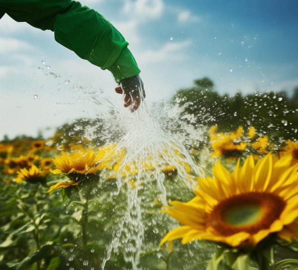 环保人士泼向日葵动态图，绿色行动的艺术化表达与生态警示