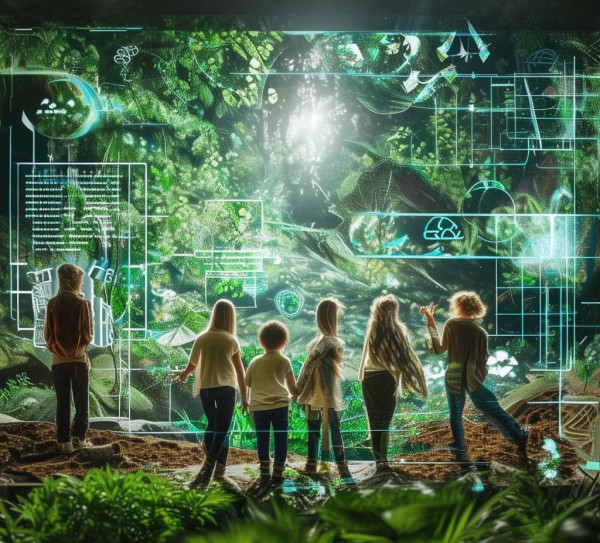 亲子环保动态图片背景墙，用科技点亮环保教育，让家庭成长与自然共生