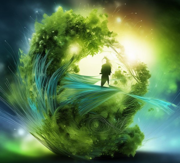 纤维动态环保海报设计，以科技与自然融合，点亮可持续视觉新篇章